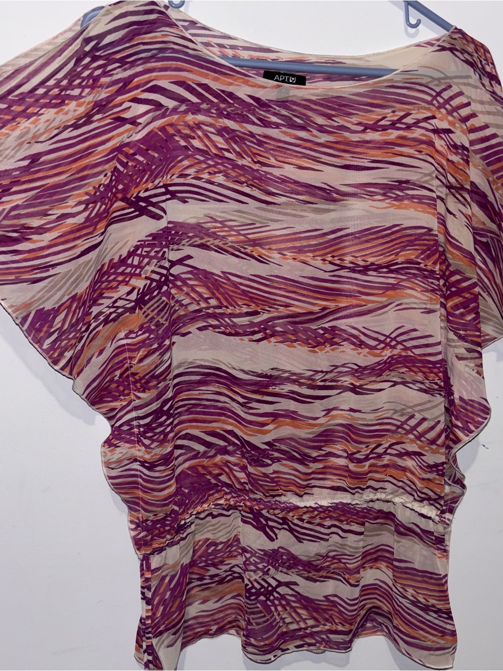 Apt. 9 Sheer Wave-Print Tunic in Purple and Cream with Orange Accents - Picture 4 of 6